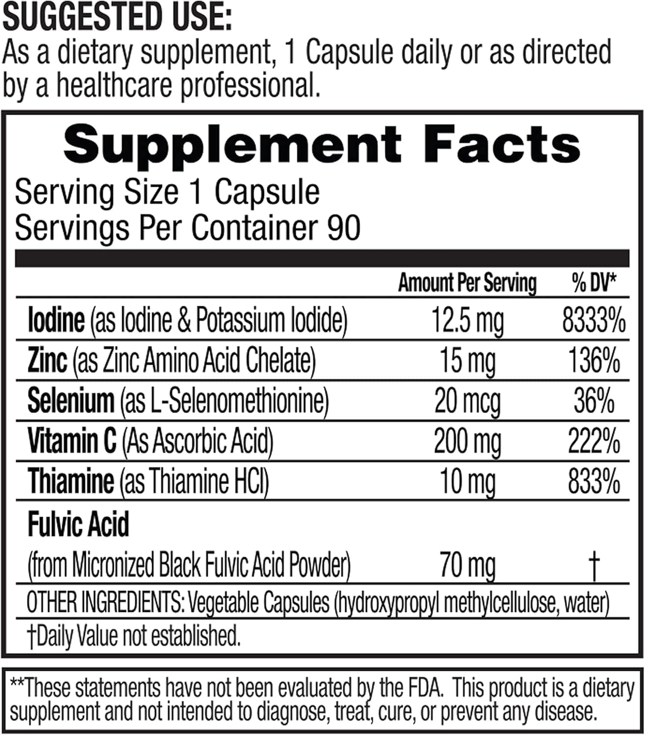 Dr. Tennant's Iodine Supplement Plus | Lugol's Iodine & Potassium Iodide with Essential Co-Factors Selenium, Zinc & Fulvic Acid | Supports Thyroid & Breast Health | 90 Capsules