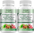 Berberine Supplement with Ceylon Cinnamon - 120 Count Berberine 1500mg Berberine HCL Capsules with Bitter Melon/Artichoke Extracts & Natural Herbs for Immune Support 2 Pack
