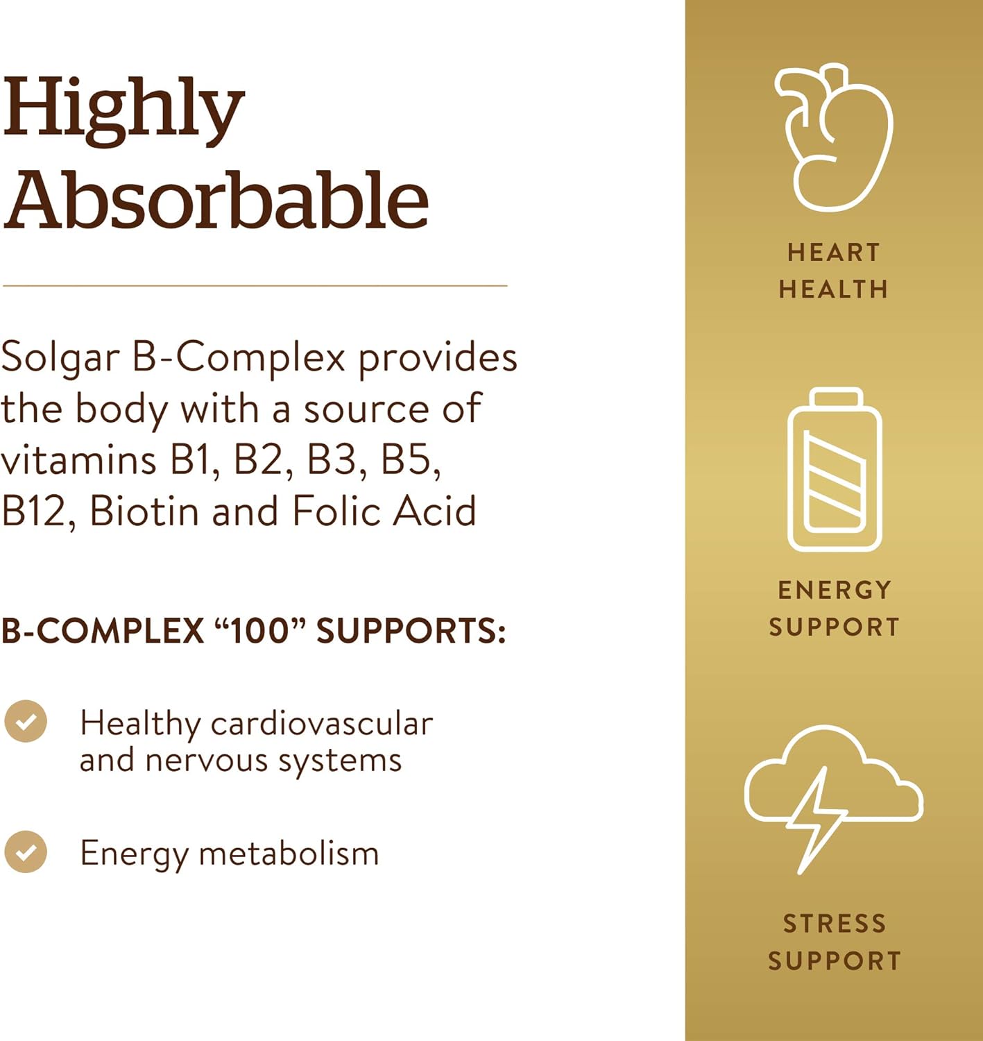 Solgar B-Complex “50”, 100 Vegetable Capsules - Energy Metabolism, Cardiovascular Support, Nervous System Support - Non-GMO, Vegan, Gluten Free, Dairy Free, Kosher - 100 Servings