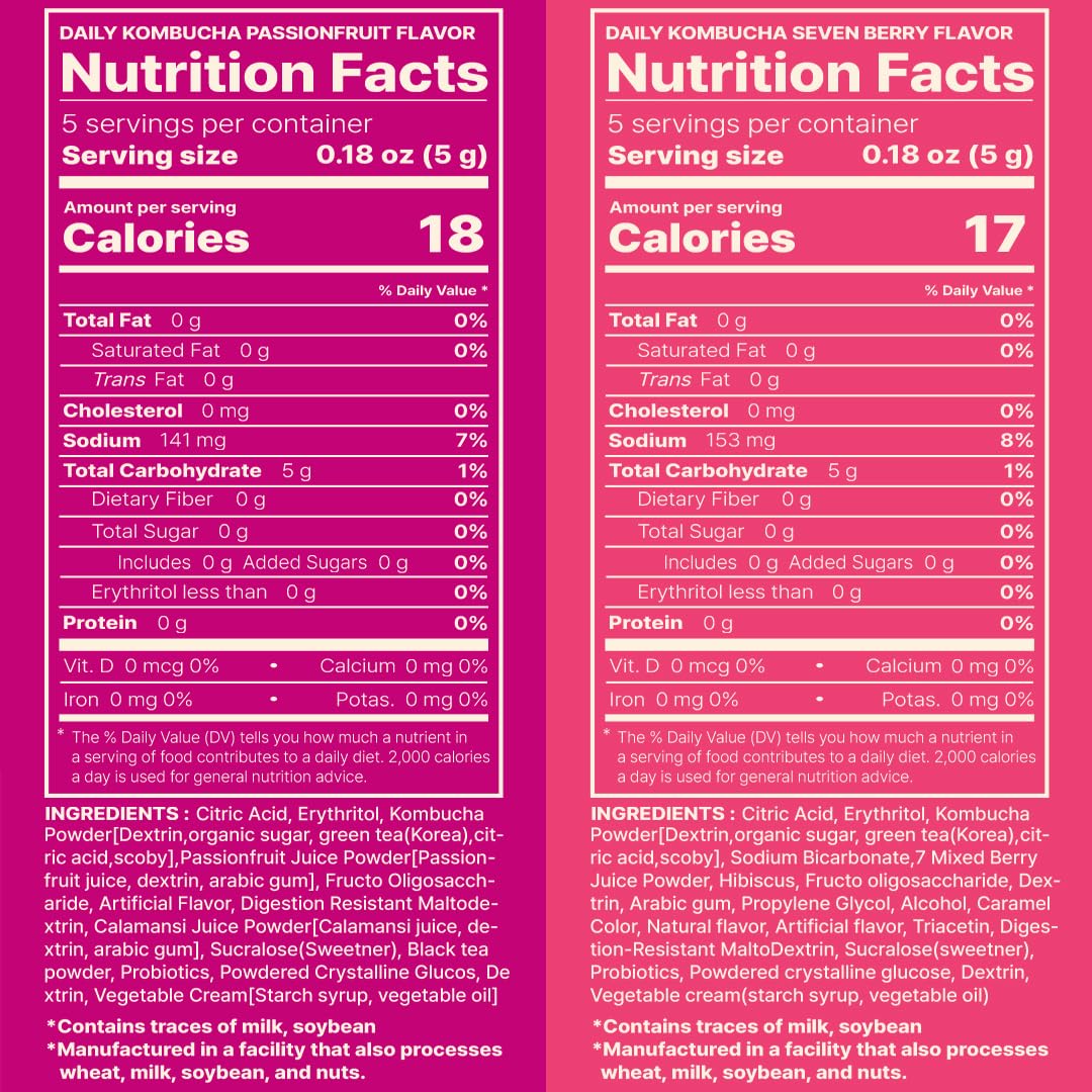 KAYFOOD-Kombucha-Peach-Garden-Daily Zero Sugar, Diet, Gut Healthy Sparkling Beverage, Fermented Korean Drinks for Iced, Hot, Workout Tea (10ST) (10ST, Passion Fruit&berry)