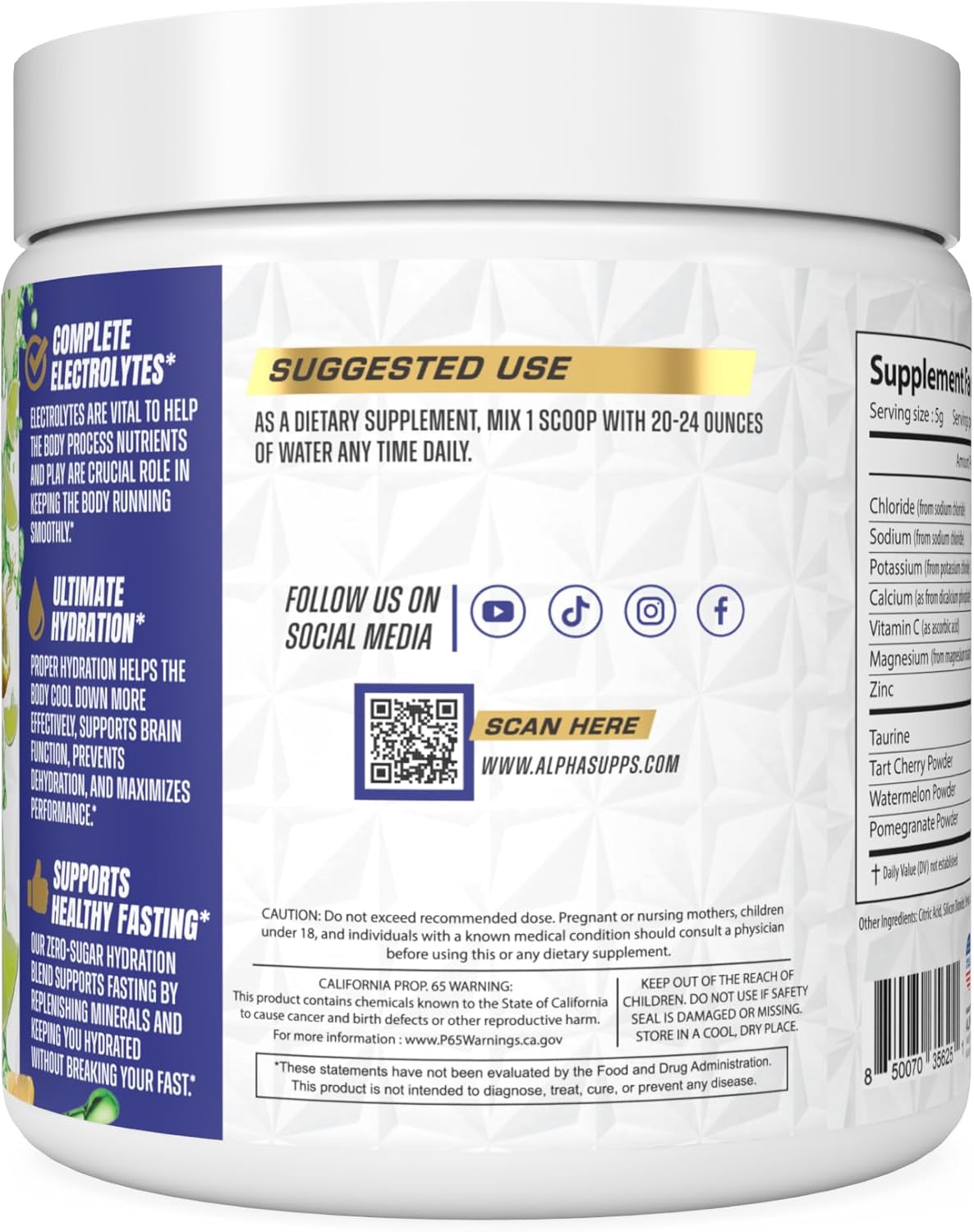 Alpha Lytes - Electrolyte Powder Daily Hydration Drink Mix - Sugar-Free, Zero Calorie Instant Formula with Trace Minerals and Antioxidants (60 Servings, Salted Lemon Lime)