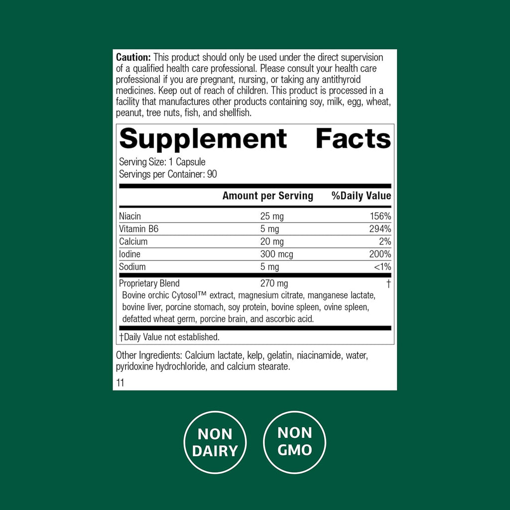 Standard Process Min-Chex - Supplement for Nervous System Support - Supports Healthy Gland Functions to Aid a Healthy Stress Response - Non-Dairy - 90 Capsules (90 Servings)