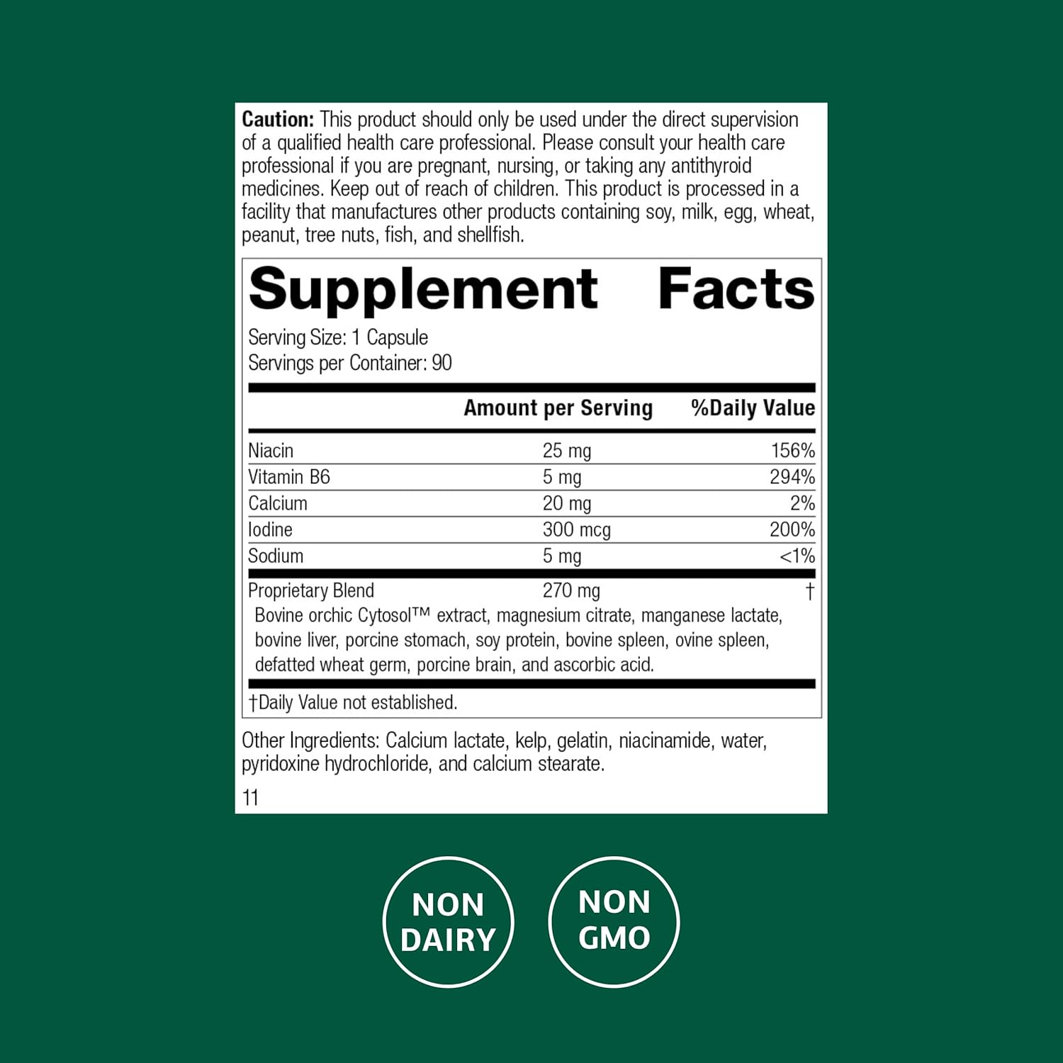 Standard Process Min-Chex - Supplement for Nervous System Support - Supports Healthy Gland Functions to Aid a Healthy Stress Response - Non-Dairy - 90 Capsules (90 Servings)