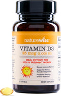 NatureWise Vitamin D3 1000iu (25 mcg) 90-Day Supply for Immune Support, Healthy Muscle Function, and Bone Health - Non-GMO, Gluten Free in Organic Extra Virgin Olive Oil, (Mini Softgel), 90 Count