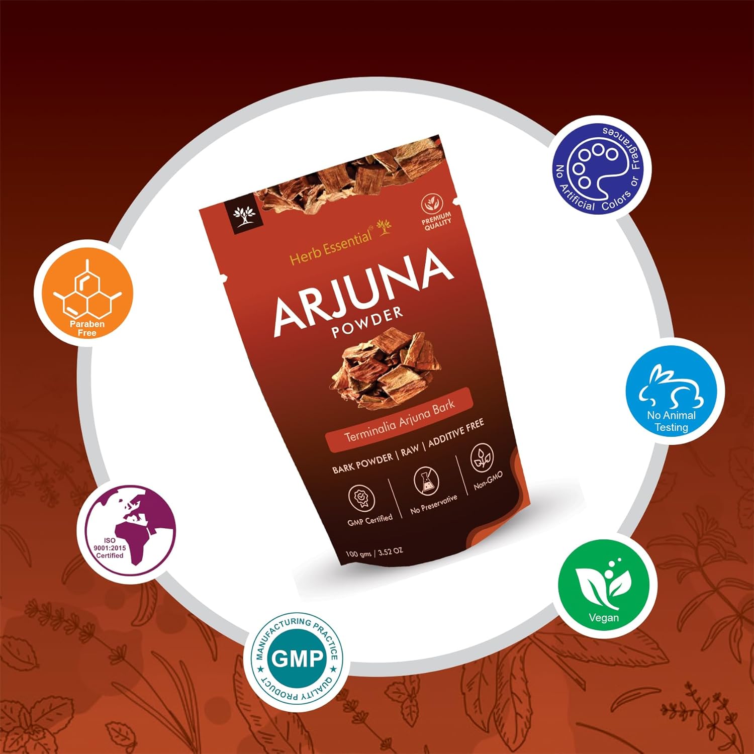 7.05 Ounce Arjuna Powder, Terminalia Arjuna Bark Supplement, No Preservatives, Vegan and GMP Certified- 3.52 Ounce (100g Pack of 2)