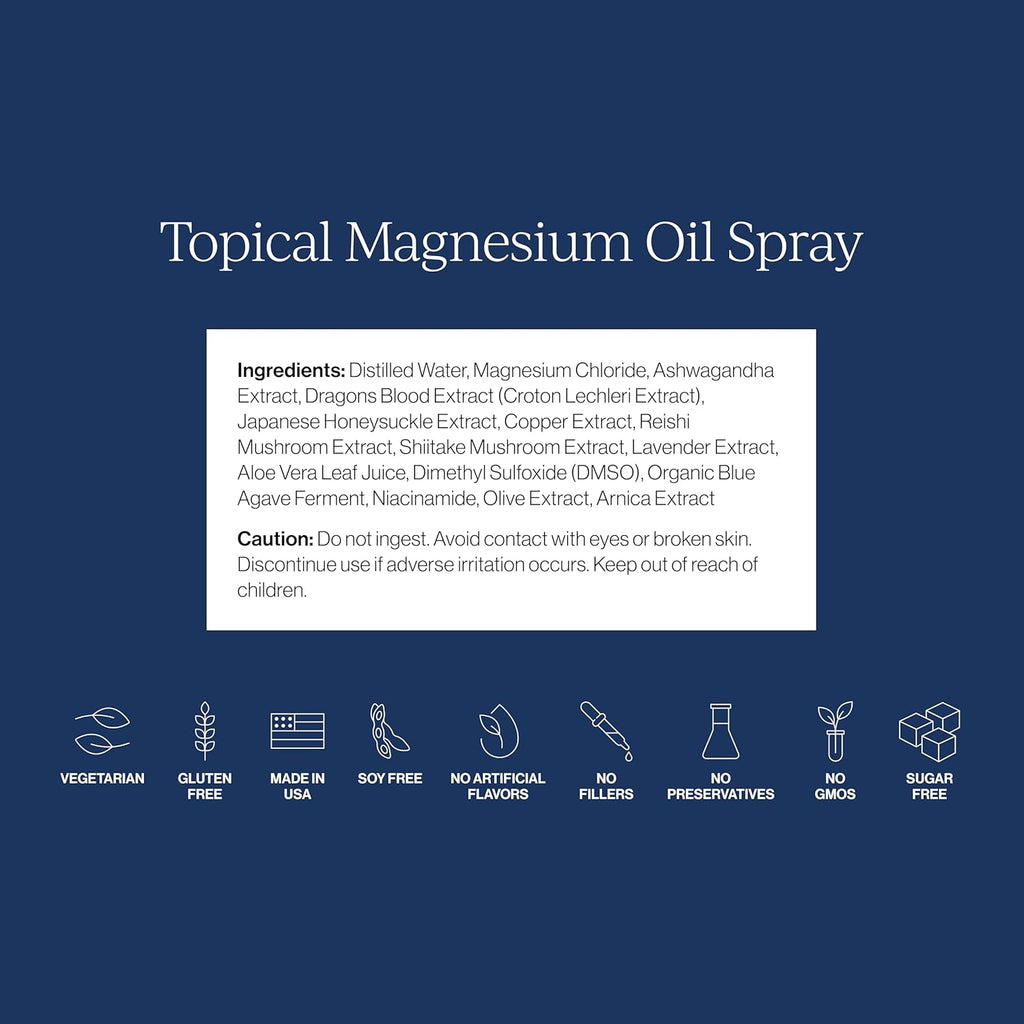 CYMBIOTIKA Topical Magnesium Oil Spray for Body, USA Made, Supplement for Leg Cramps, Muscle, Joint Health & Sleep Support, Includes Magnesium Chloride, Lavender Extract, Aloe Vera, 2pck (6.8 fl oz)