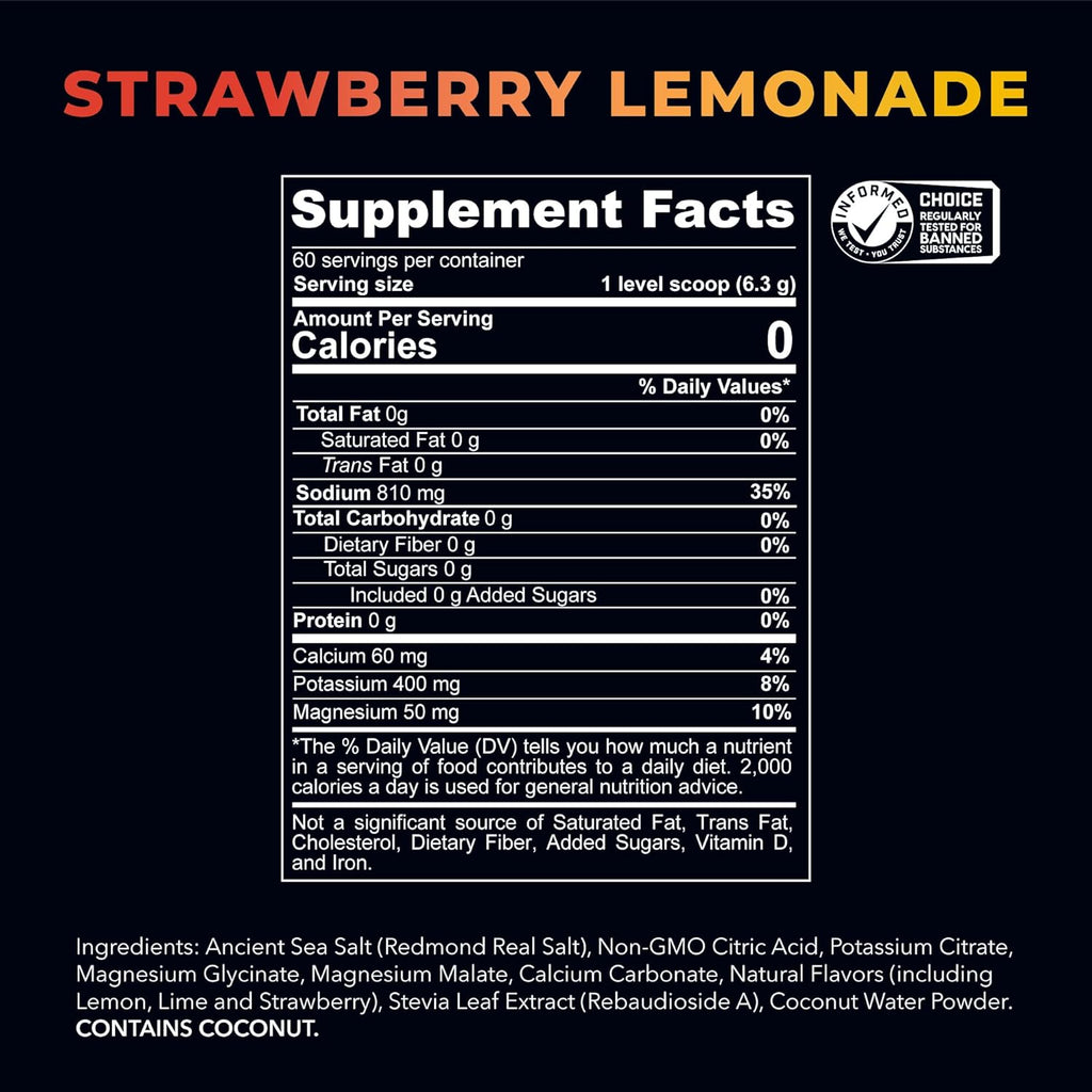 REDMOND Re-Lyte Hydration Electrolyte Drink Powder Mix (Strawberry Lemonade) 30 Stick Packs