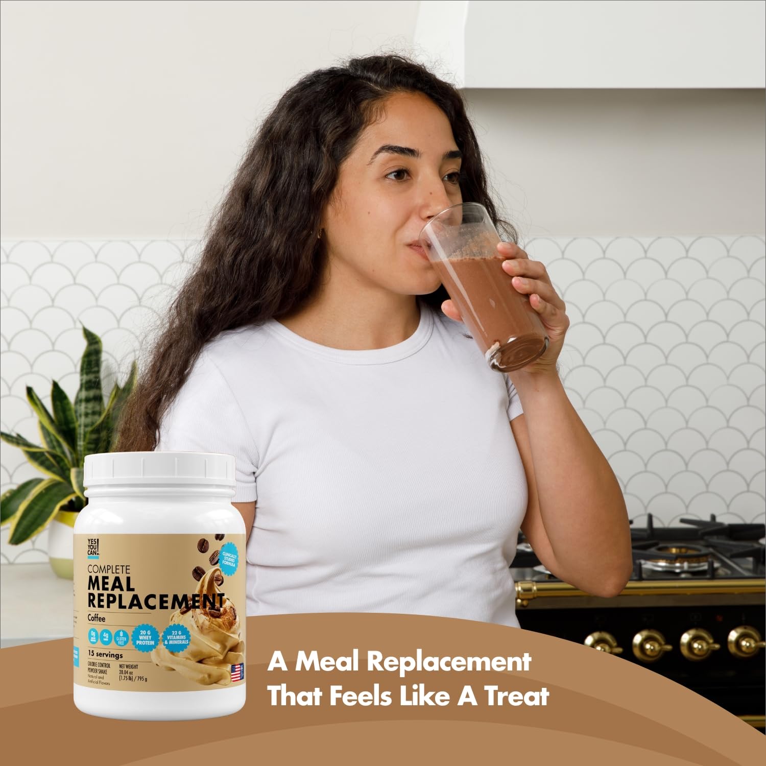 Yes You Can! Meal Replacement Shake - 20G Protein, 4G Fiber, 21 Vitamins & Minerals, 0G Added Sugar - Meal Replacement Protein Powder - Complete All-in-One Nutrition - 15 Servings (Coffee)