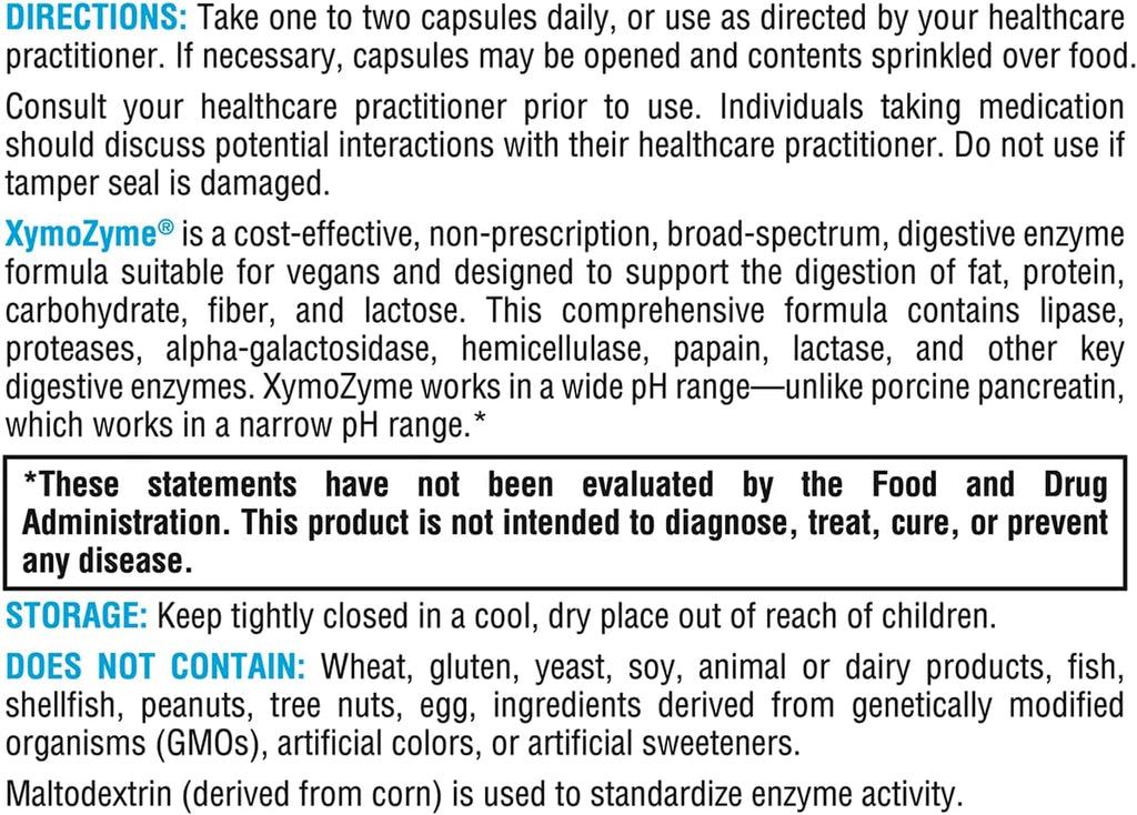 XYMOGEN XymoZyme - Digestive Enzymes for Women and Men with Protease & Bromelain - Acid Resistant, Vegan Digestive Enzymes for Gut Health & Bloating Relief (60 Capsules)
