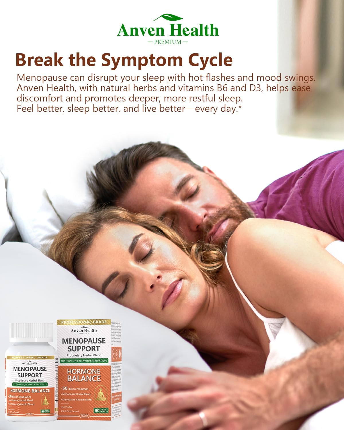 Menopause Supplements for Women,Vitamin D3 & B6, Menopause Probiotics Relief,Supports Hot Flashes, Night Sweats, Bloating & Gut Health with Herbs, Collagen Peptides | 90 Veggie Caps