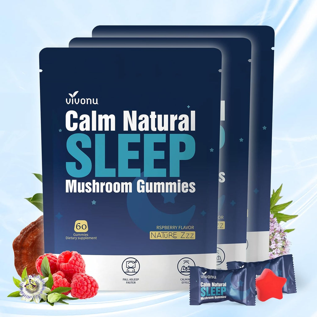 Sleep Gummies for Adults with L-Theanine, Magnesium, Reishi Mushroom,Valerian Root, Passionflower | Non-Habit Forming Sleep Aid | Non-GMO Sleep Gummies Melatonin Free | Raspberry Flavor (180pcs)