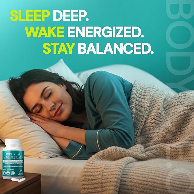 Body C.E.O. Magnesium 9 - Full-Spectrum Blend with Malate, Citrate, Glycinate, Taurate, Orotate & More - Supports Healthy Sleep, Calm, Muscle Relaxation & Focus - 60 Veggie Capsules