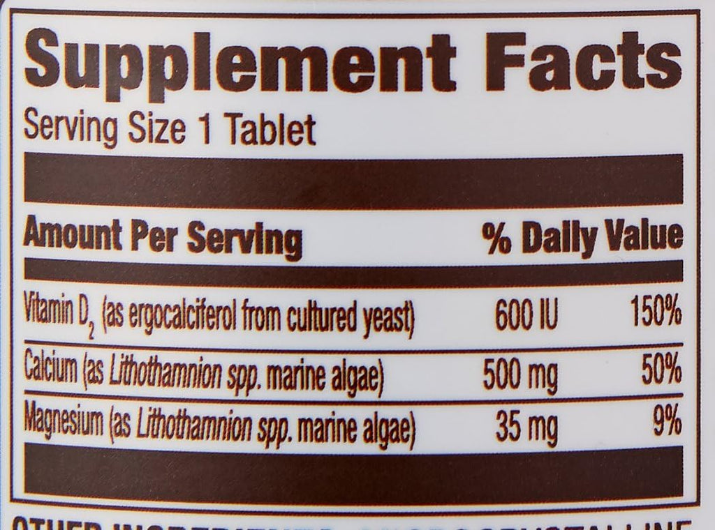 Amazon Elements Calcium Plus Vitamin D2, 65 Tablets (2 Month Supply) (Packaging May Vary) (Pack of 2)