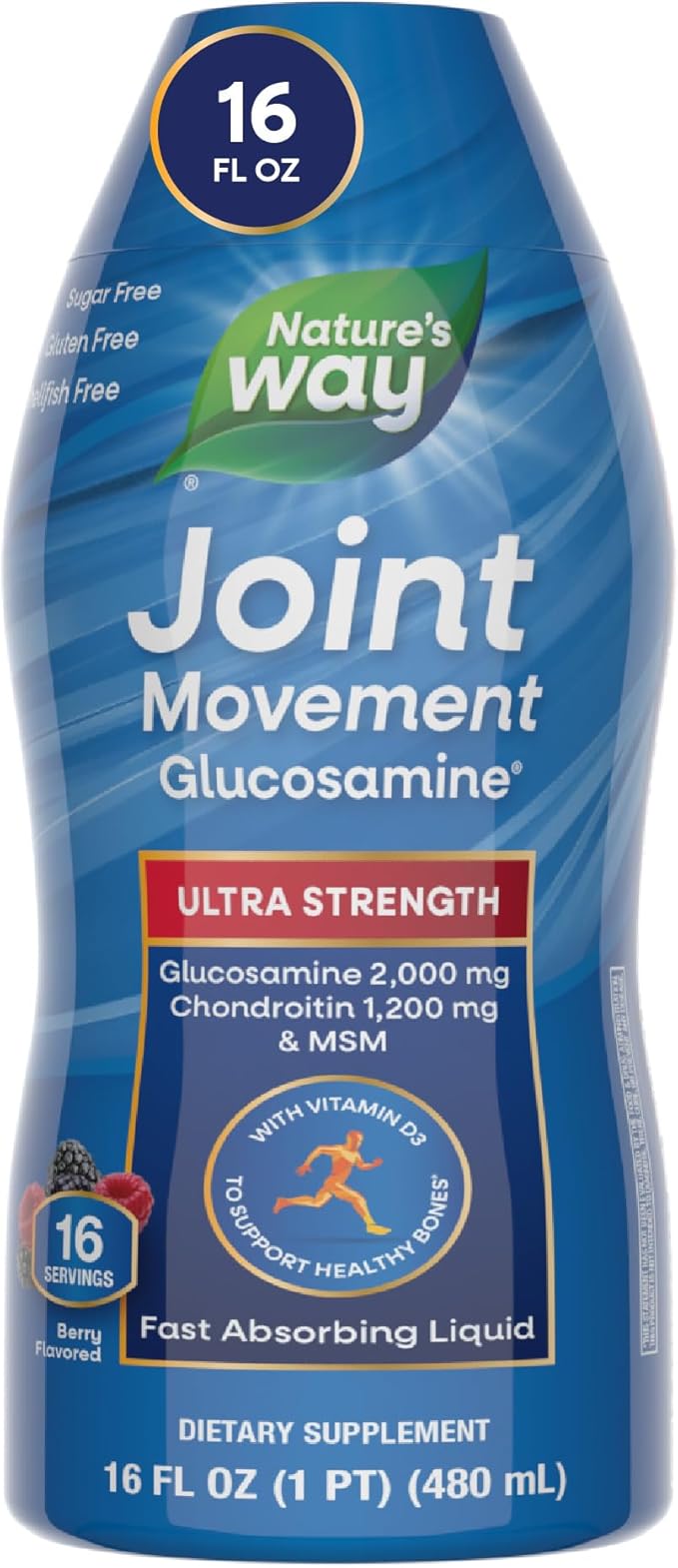 Nature's Way Joint Movement Glucosamine Fast Absorbing, 16 day supply, 16 Ounces (480 mL), Natural Berry (Packaging May Vary)