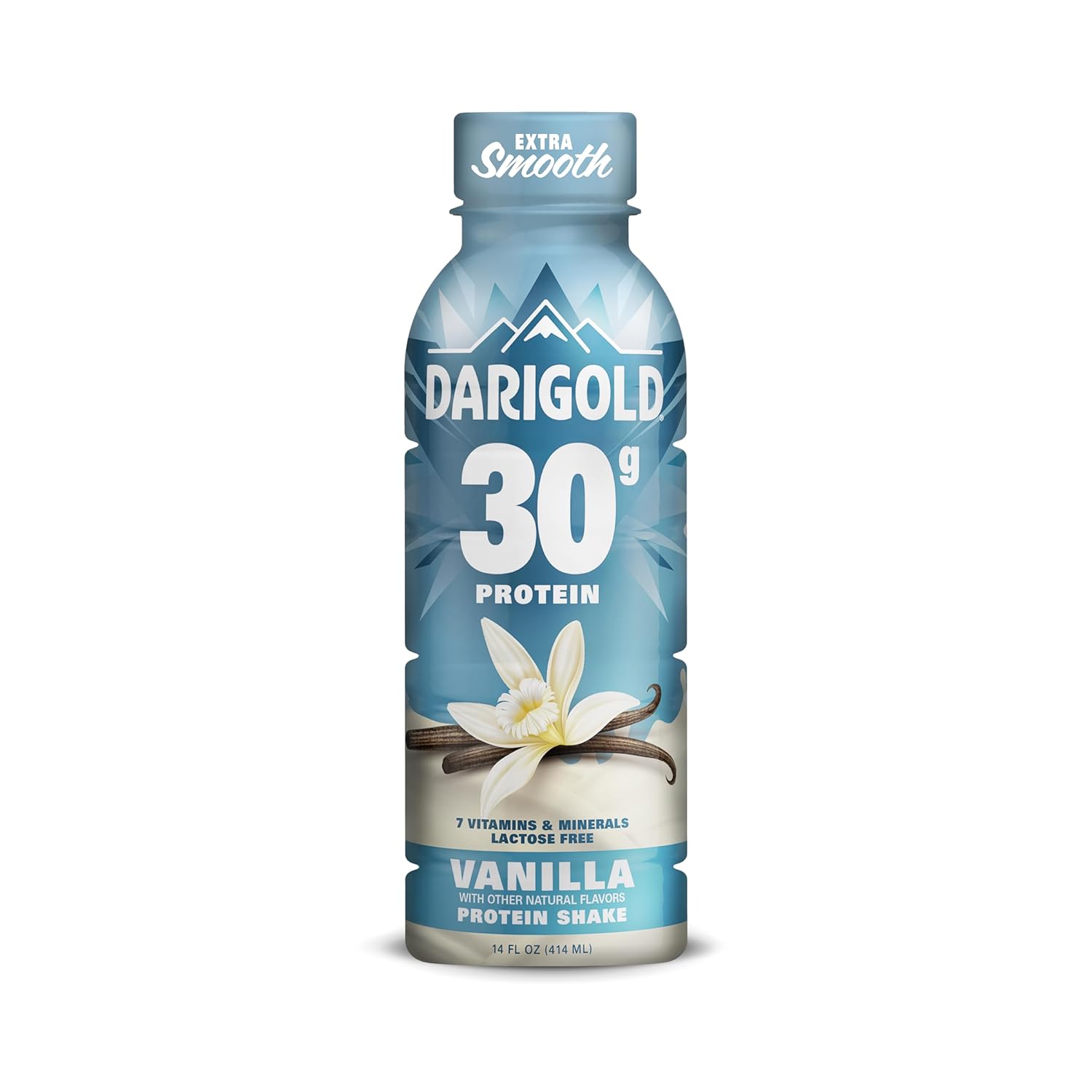 Darigold Ready to Drink Vanilla Protein Shake, 30g Protein, No Added Sugar, Lactose Free, Only 160 Calories. Electrolytes, Gluten Free - 14oz bottles 12 pack