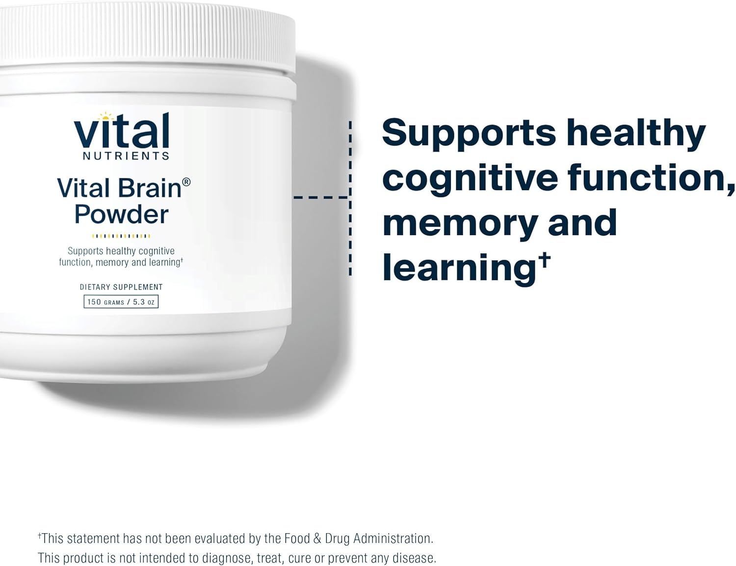 Vital Nutrients Vital Brain Powder | Phosphatidylserine, Acetyl-L-Carnitine Brain Supplement | Nootropic | Healthy Cognitive Function, Memory, Learning* | Gluten, Dairy, Soy Free | Unflavored | 150g