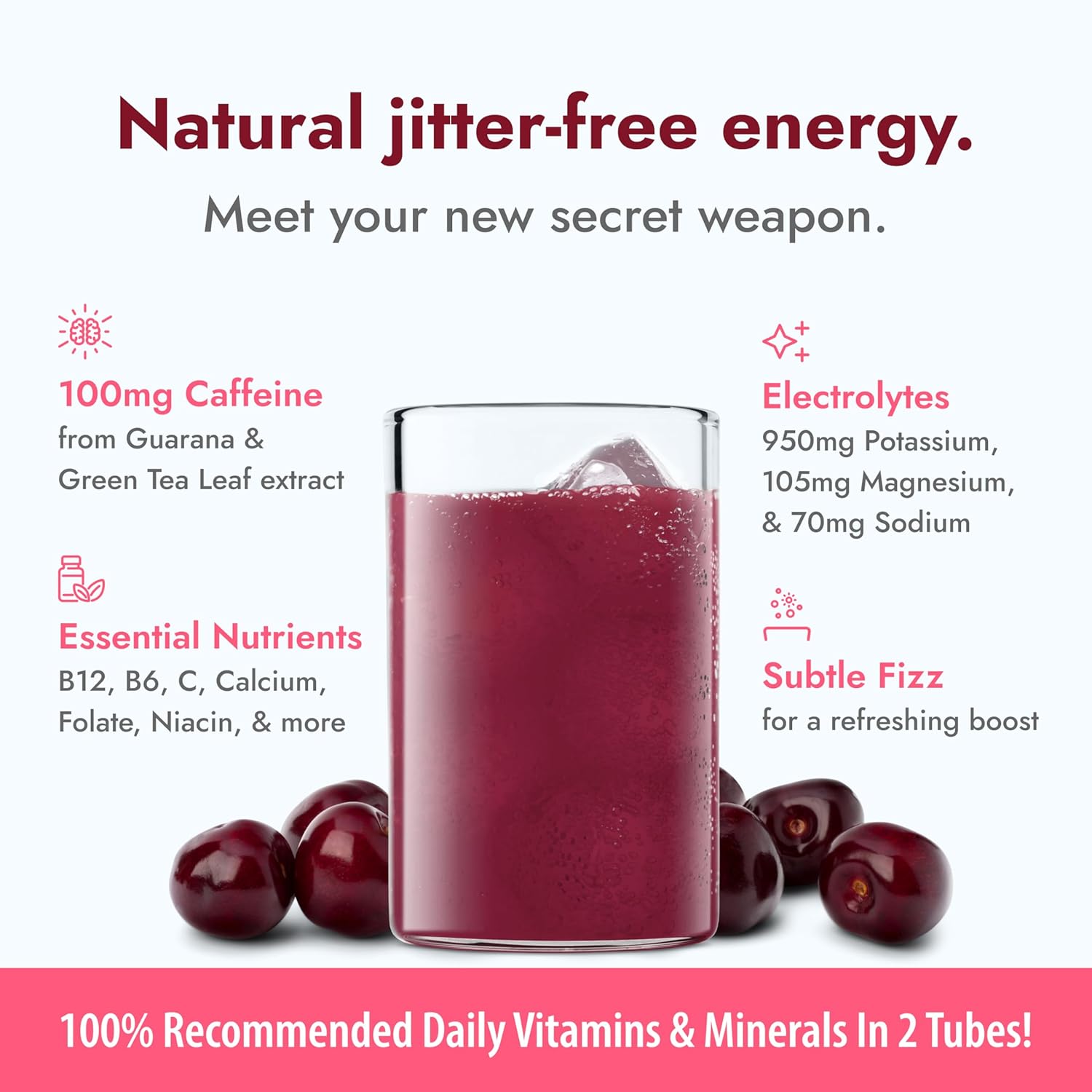 Zipfizz Daily Energy Drink Powder, Black Cherry, 20 Pack | 3-in-1 Sustained Energy, Rapid Hydration, and Essential Vitamins | Sugar-Free | Electrolyte Powder | Contains Vitamin B-12 & Antioxidants