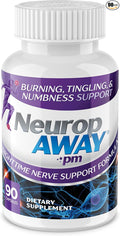 NeuropAWAY Nerve Support PM, with R-Alpha Lipoic Acid to Help Provide Nerve Relief in as Little as 5 Days, Acetyl-L-Carnitine, Theanine, Melatonin, and Methylcobalamin, 90 Capsules