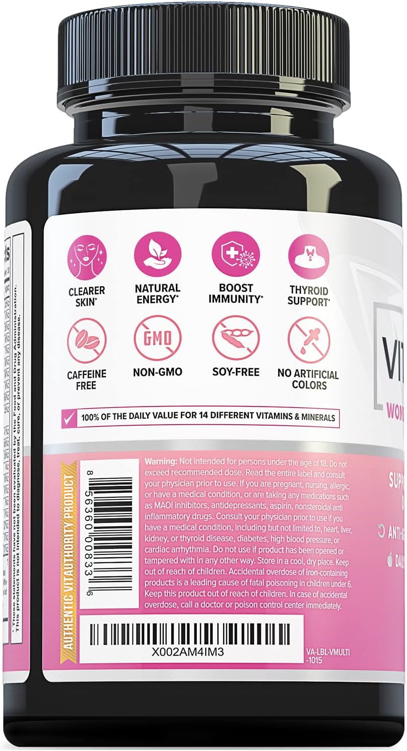 Multivitamin for Women Women’s Daily Multi-Vitamin Supplement with DIM, Iodine, Ashwagandha Supports Youthful Complexion, Healthy Cortisol and Estrogen Balance 30 Day Supply