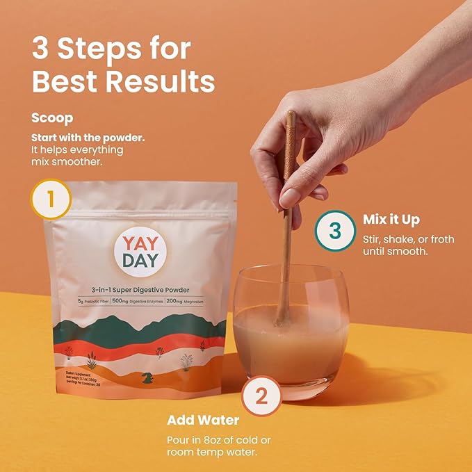 Nighttime Prebiotic Fiber Powder with Digestive Enzymes & Magnesium Glycinate for Sleep | Gut Health Supplement for Women & Men - Digestion Support, Bloating Relief - Citrus, 30 Scoops