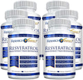 Research Verified Resveratrol - 98% Trans-Resveratrol 1000 mg, Anti-Aging Support - 60 Capsules per Bottle - 6 Bottles