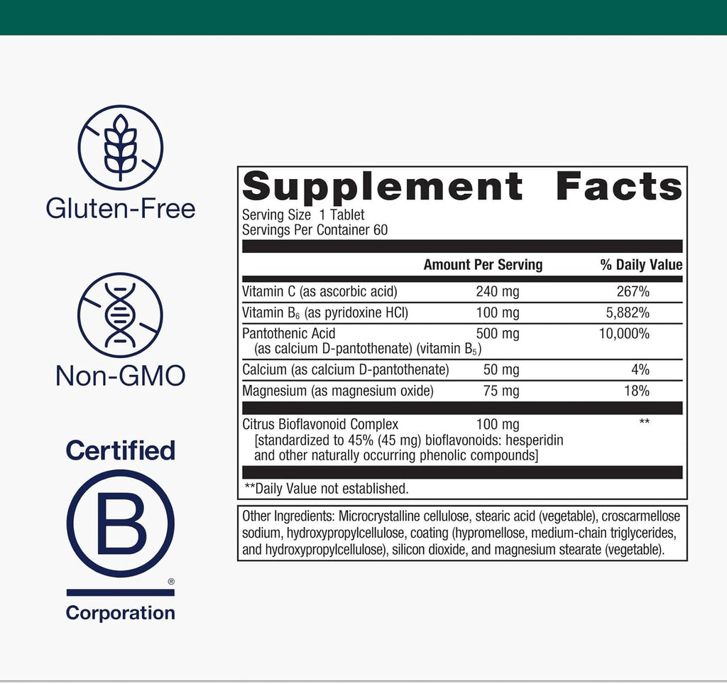 Metagenics Cortico-B5B6 - Supports Adrenal Hormones* - with Vitamin B5, Vitamin B6 & Vitamin C - Energy Support* - Non-GMO & Gluten Free - 60 Tablets