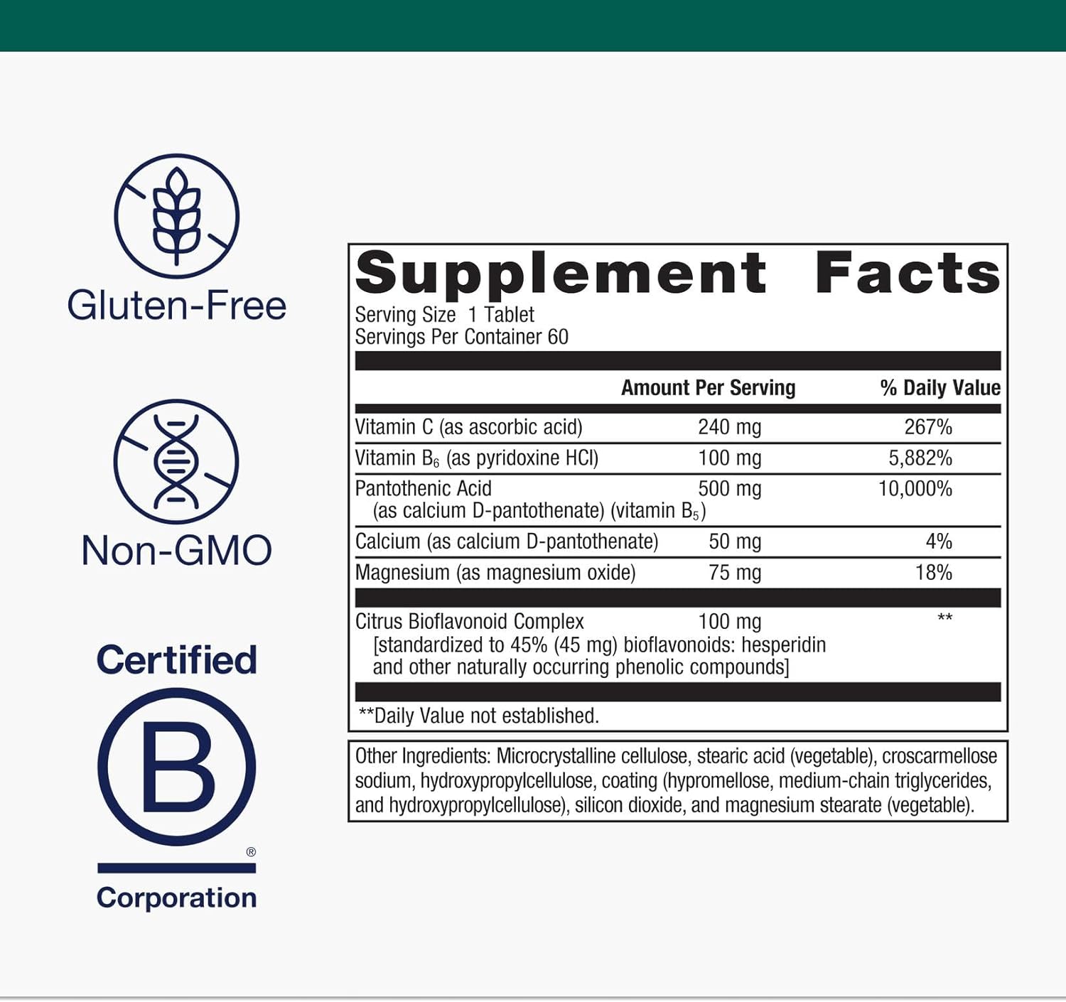 Metagenics Cortico-B5B6 - Supports Adrenal Hormones* - with Vitamin B5, Vitamin B6 & Vitamin C - Energy Support* - Non-GMO & Gluten Free - 60 Tablets