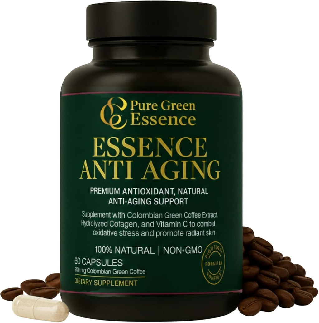 Anti-Ageing with Colombian Green Coffee Extract, Hydrolyzed Collagen, and Vitamin C (60 Capsules)