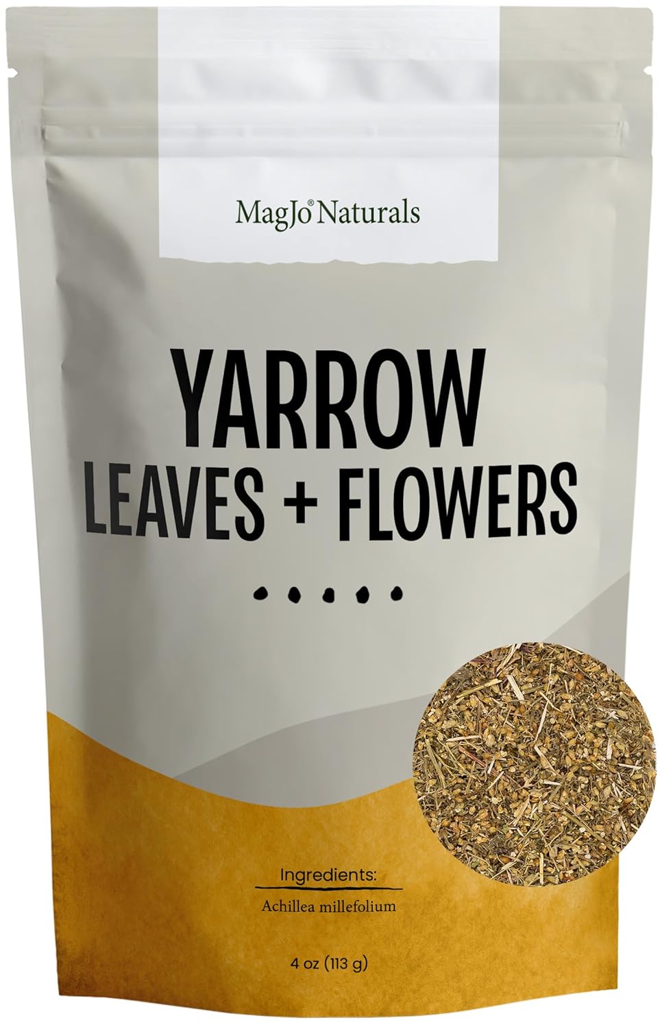 MagJo Naturals Yarrow Leaf & Flower, Dried, Cut and Sifted Achillea millefolium (4 oz)