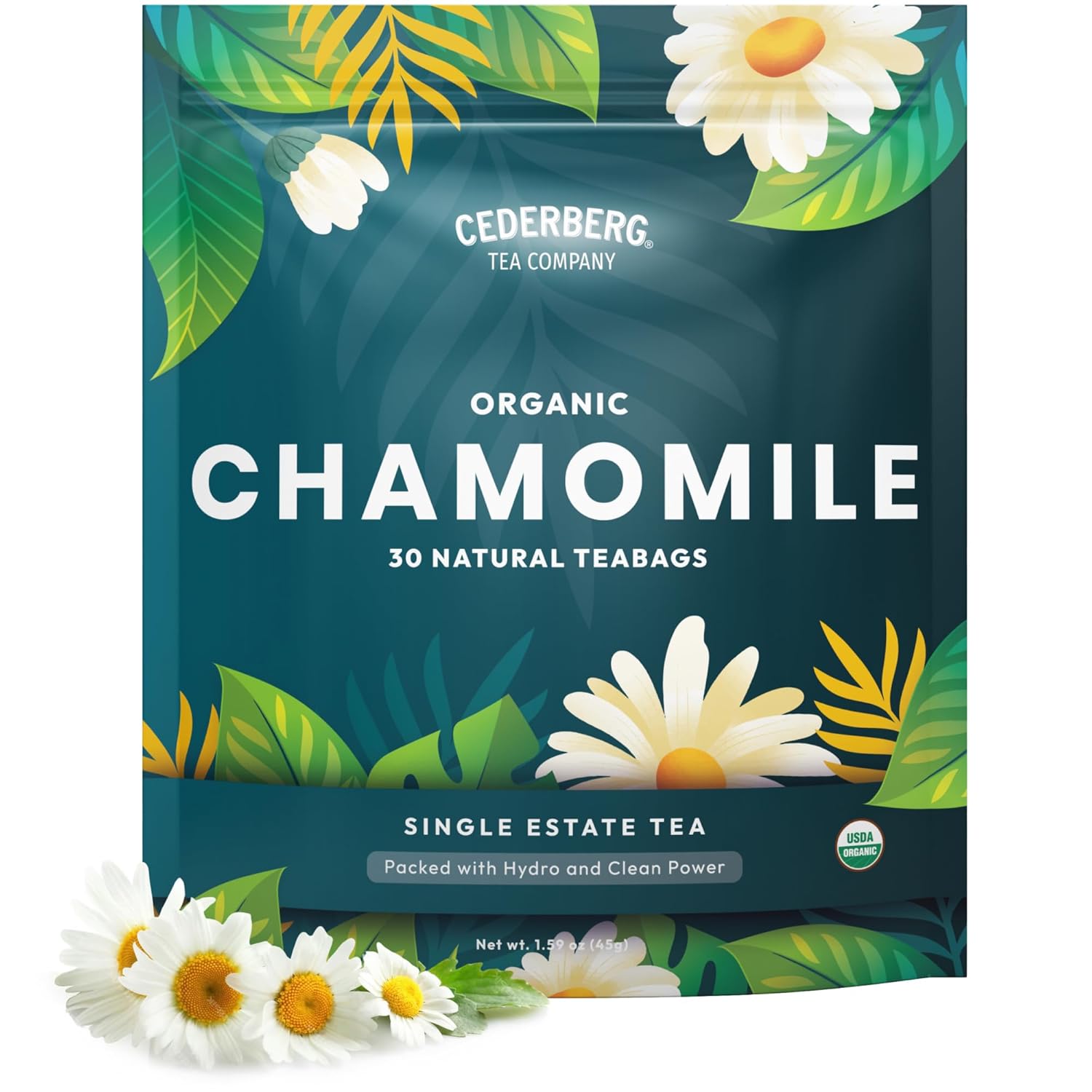 Cederberg Tea Company Organic Chamomile Tea — 30 Tea Bags | Organic Herbal Tea From Single Origin | Eco-Friendly Tea Bags | Non-GMO Caffeine Free Tea With Zero Sugar
