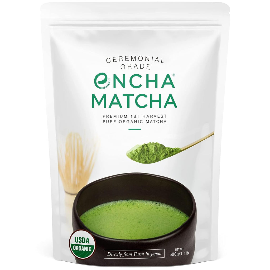 Encha Ceremonial Grade Organic Matcha Powder - First Harvest Organic Japanese Matcha Green Tea, From Uji, Japan (Organic Ceremonial, 1 Pound (17.6oz))