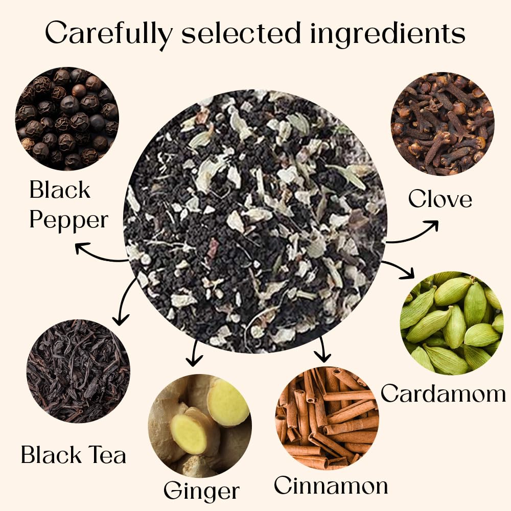 Blendart India's Original Masala Chai Tea bags 100 Count | Eco- Conscious Tea Bags | Premium Assam Black Tea | Ginger and Cardamom Flavour | Whole Loose leaf Tea bags | Indian Spiced Chai Tea Bags
