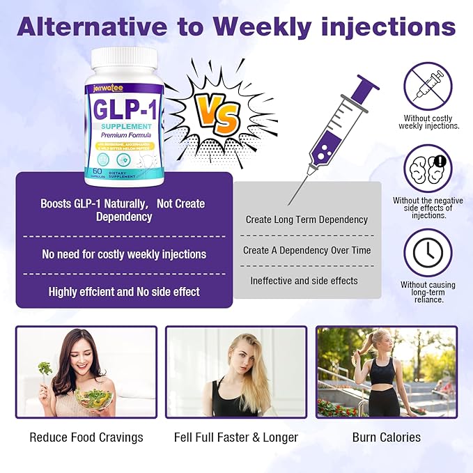 GLP-1 Supplements Women & Men, 14-in-1 GLP1 for Daily GLPl Level*,Metabolism*, Digestion & Energy, 5X Advance Formulate GLP 1 with Akkermansia Probiotic, 60 Caps