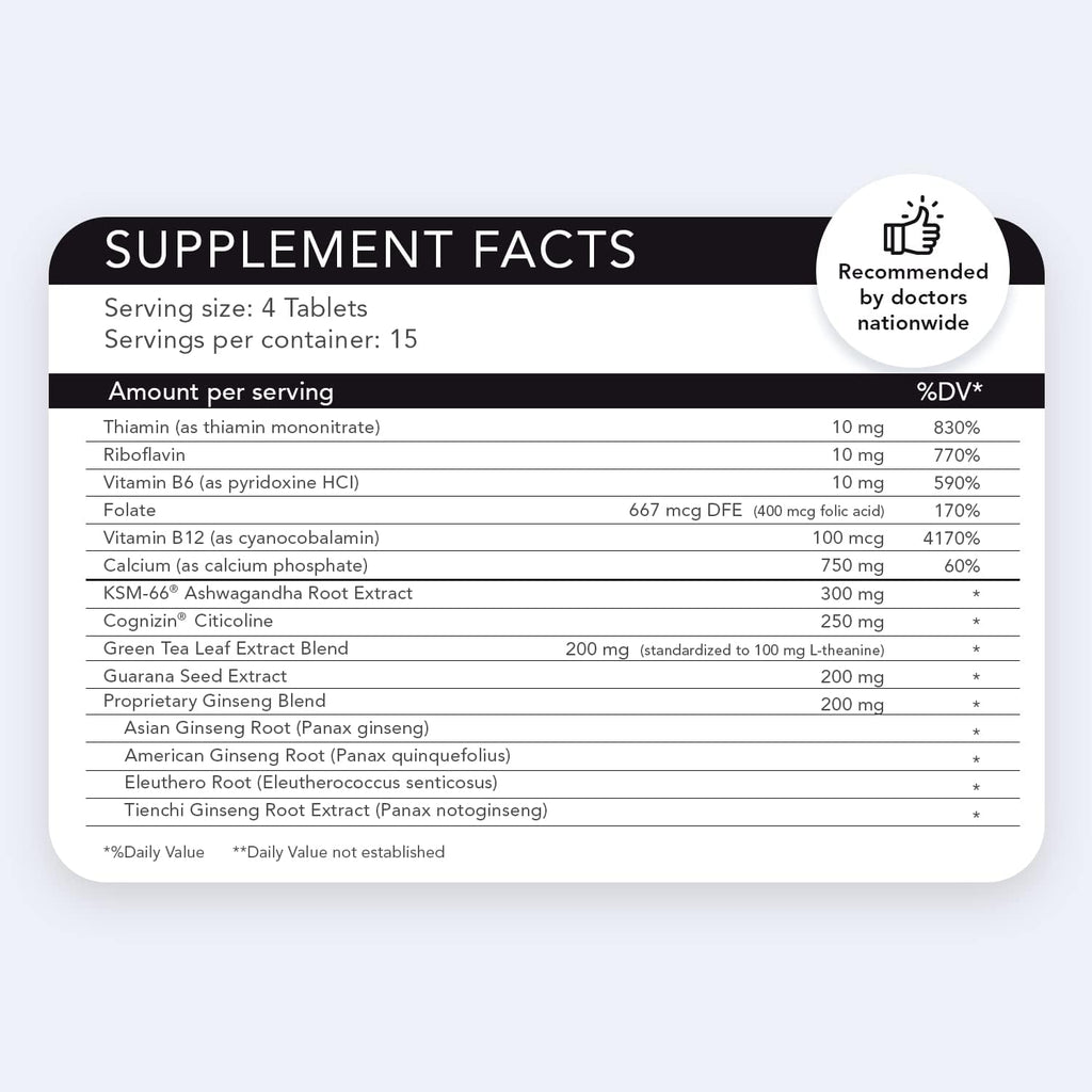 Energy EFP Brain Booster - 60Ct Nootropic Energy Supplements for Focus & Stamina with Citicoline, Vitamin B, Ashwagandha, L-Theanine, Ginseng