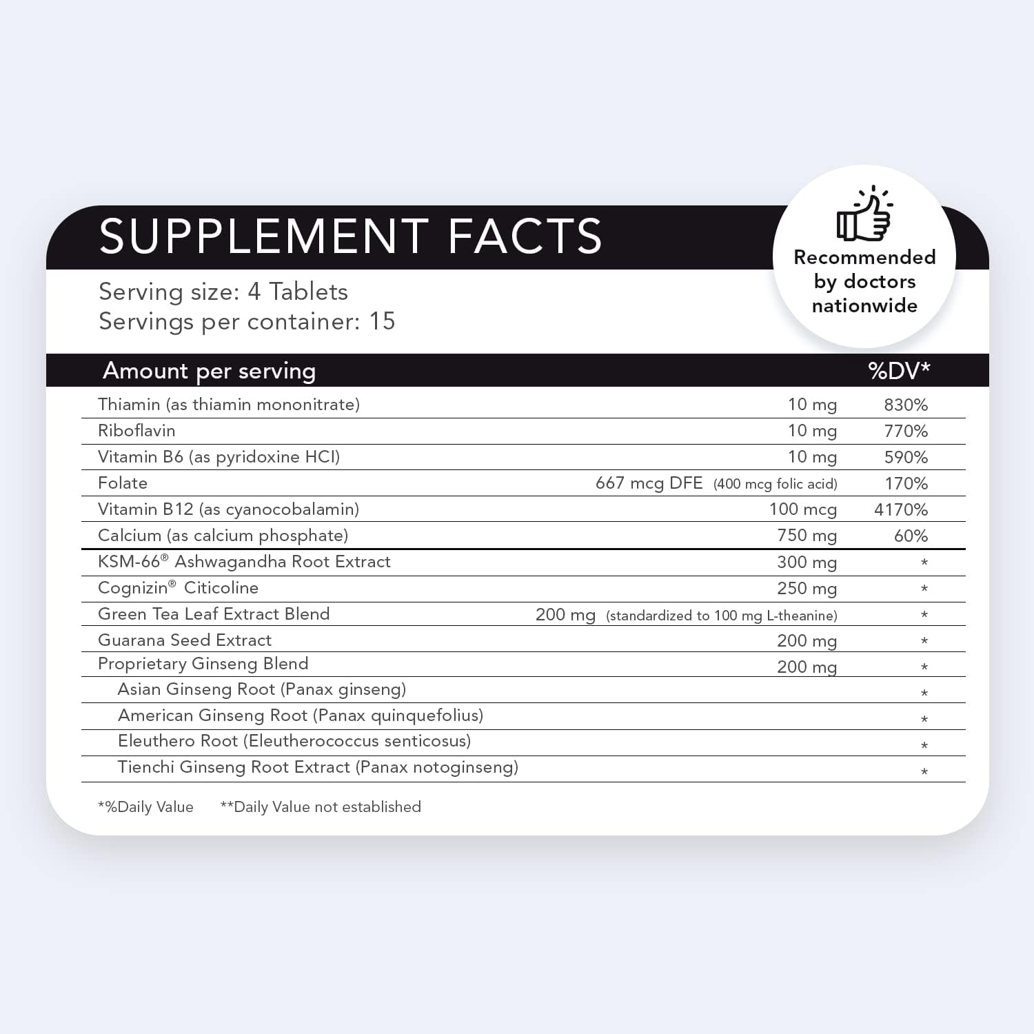 Energy EFP Brain Booster - 60Ct Nootropic Energy Supplements for Focus & Stamina with Citicoline, Vitamin B, Ashwagandha, L-Theanine, Ginseng