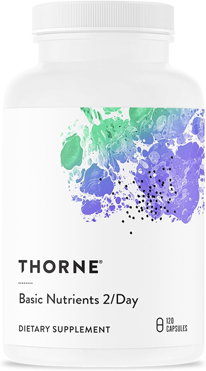 THORNE - Basic Nutrients 2/Day - Comprehensive Daily Multivitamin with Optimal Bioavailability - Vitamin and Mineral Formula - Gluten, Dairy & Soy-Free - 120 Capsules - 60 Servings