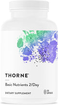 THORNE - Basic Nutrients 2/Day - Comprehensive Daily Multivitamin with Optimal Bioavailability - Vitamin and Mineral Formula - Gluten, Dairy & Soy-Free - 120 Capsules - 60 Servings