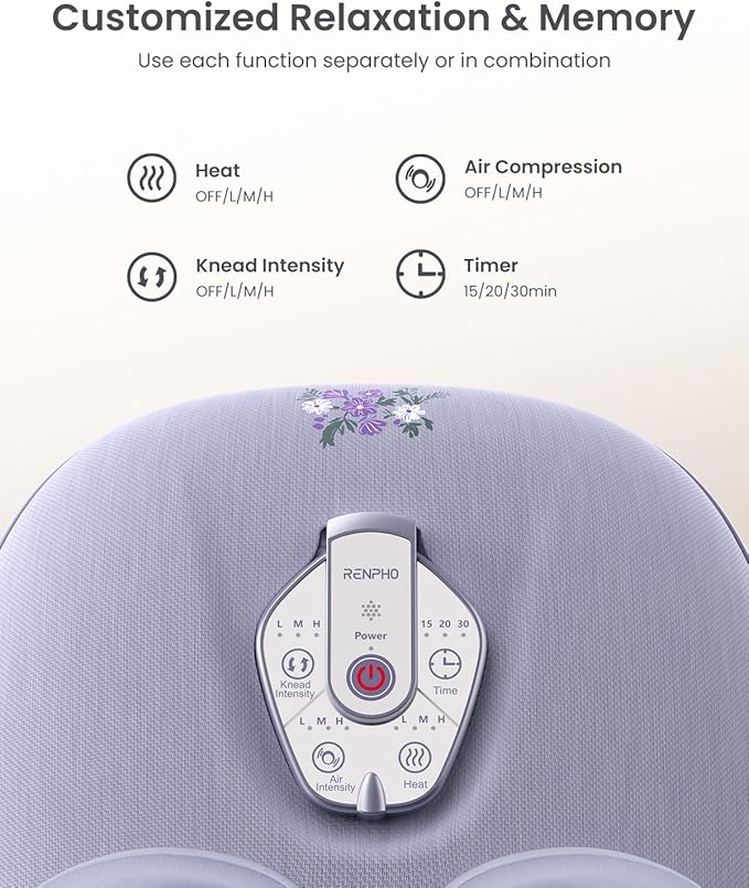 RENPHO Foot Massager Machine with Heat [2026 Upgraded], Shiatsu Foot Massager for Plantar Fasciitis, Valentines Day Gifts for Her Him, Cordless Control, Best Gifts for Women/Mom/Wife, Purple