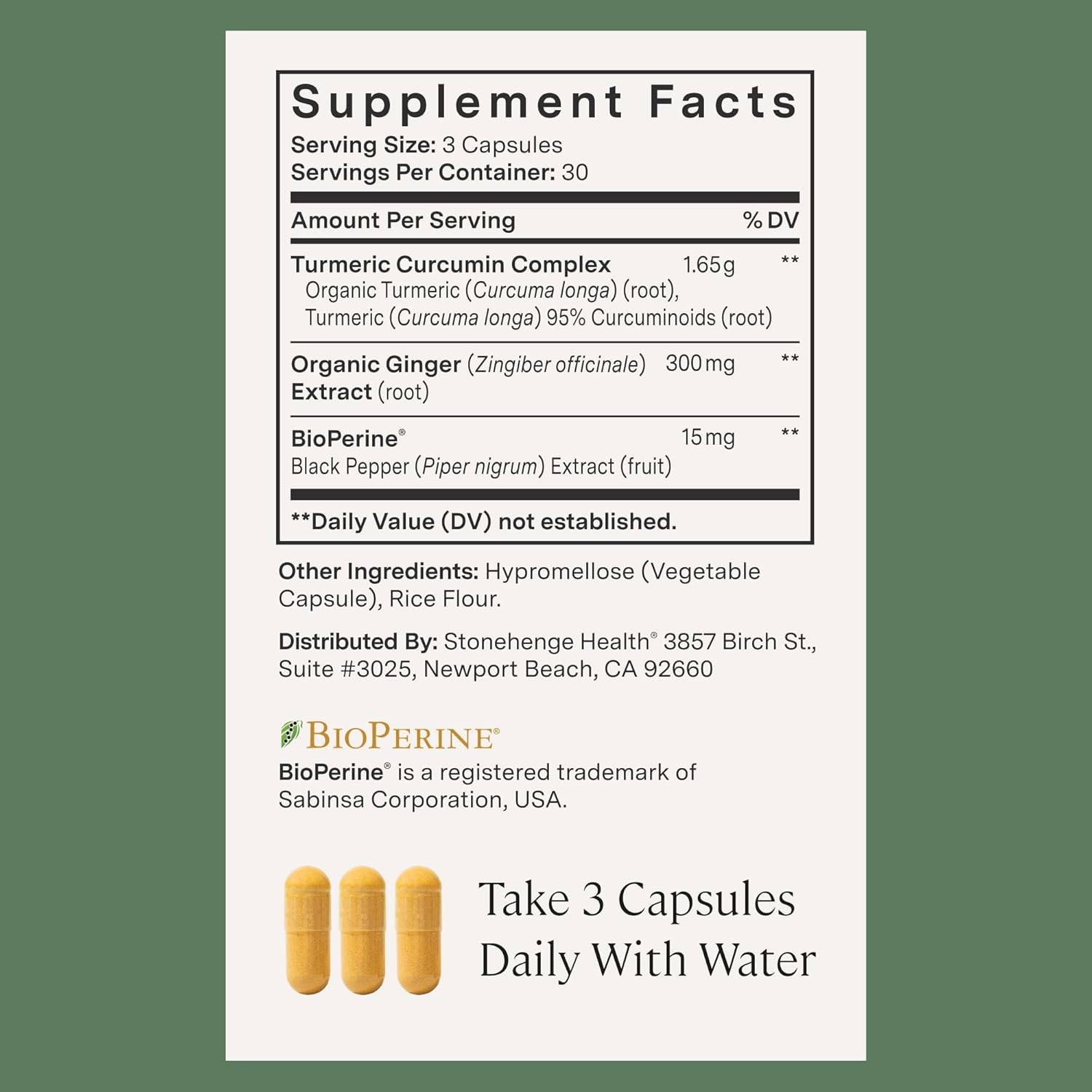 Stonehenge Health Dynamic Turmeric Curcumin with Ginger - High Potency - 1,650 mg Turmeric with 95% Curcuminoids & BioPerine, 90 Vegetarian Capsules