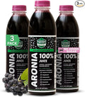 100% Aronia Berry Juice | 16 Fl Oz (Pack of 3) One Month Supply | Gluten Free Superfood Juice Drink