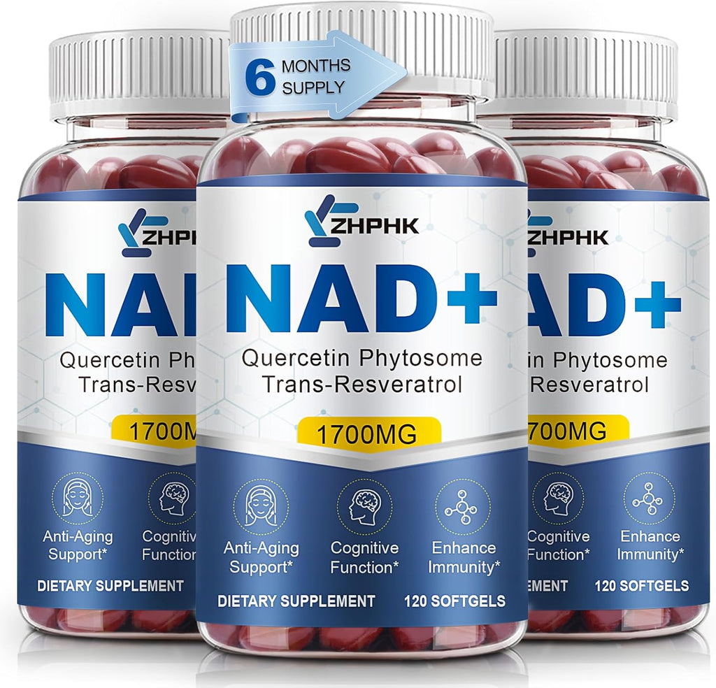 NAD Supplement Softgels 1700mg, Nad Supplements for Women & Men with Nicotinamide Riboside Quercetin Phytosome, Trans Resveratrol & TMG, Boost NAD Energy Anti-Aging Support 360-Count, 180 Days Supply
