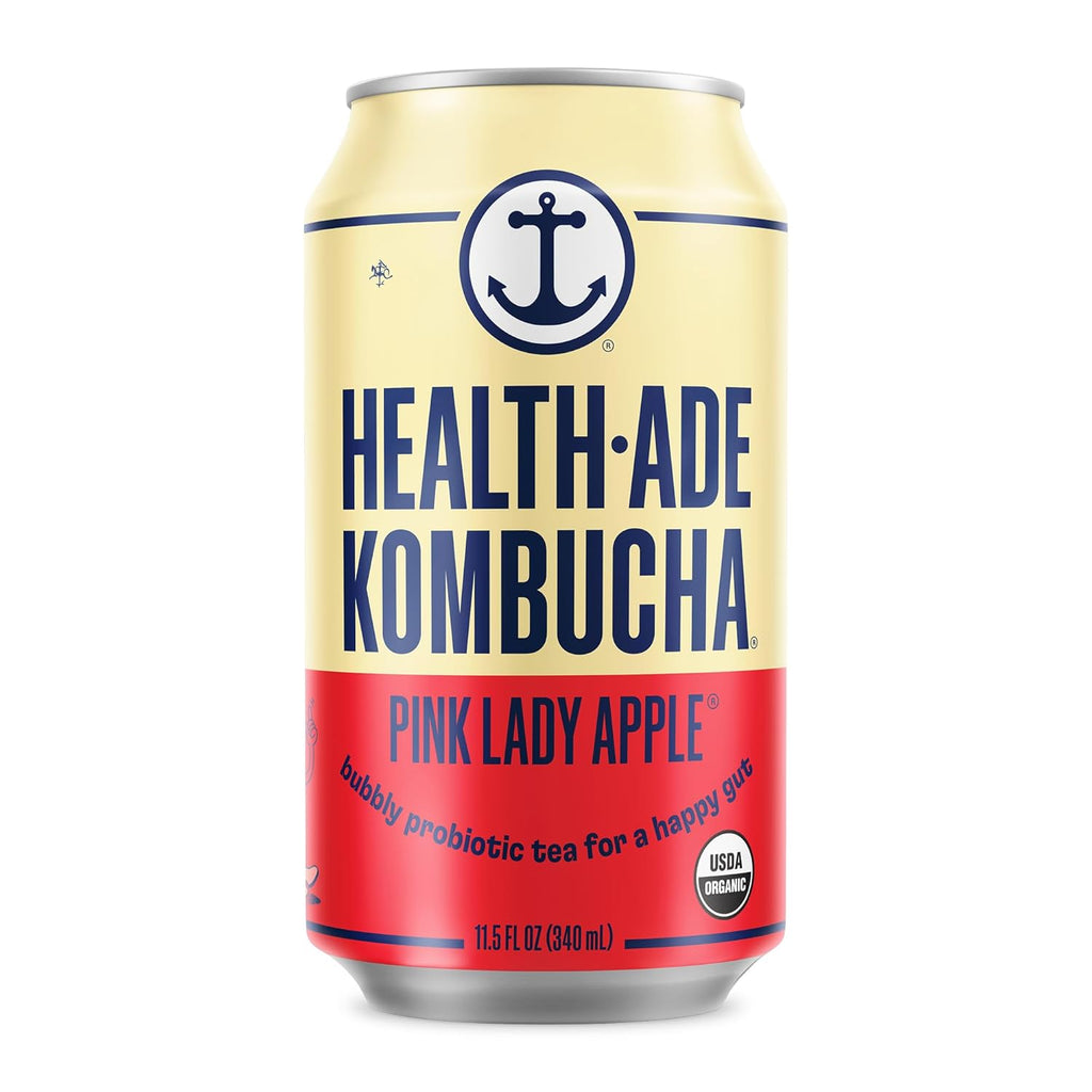 Health-Ade Pink Lady Apple® Kombucha, Organic Drink, 12-Pack (11.5 Fl Oz Cans) - Fermented Tea with Probiotics, Non-GMO, Vegan, Gluten-Free