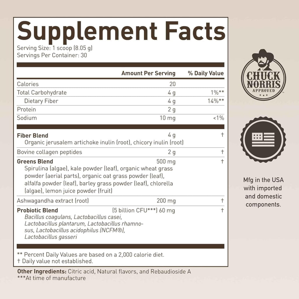 ROUNDHOUSE PROVISION Morning Kick, Zero Sugar Greens Superfood Powder Supplement with Ashwagandha, Collagen, Probiotics, Debloat Drink, (3 Pack, Strawberry Lemonade) by Chuck Norris