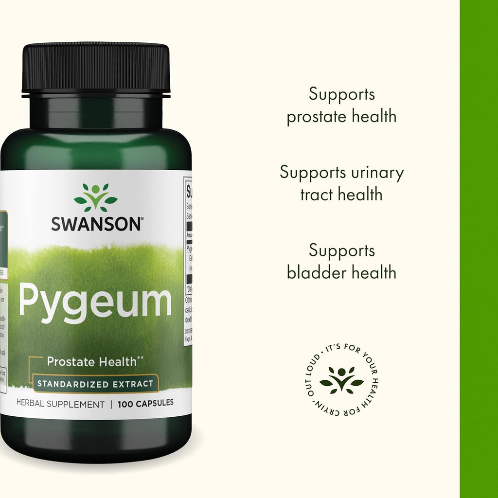 Swanson Pygeum - Herbal Supplement Promoting Male Prostate Health, Bladder, and Urinary Tract Health Support - Mens Health Supplement - (100 Capsules, 125mg Each)