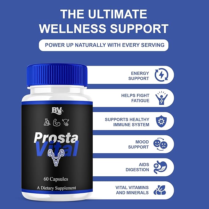 BLUE VIBE Prosta Vital Premium Health & Wellness Multivitamin Supplement, ProstaVital Maximum Strength Daily Overall Health Management Support Supplement Formula (2 Pack - 120 Capsules)