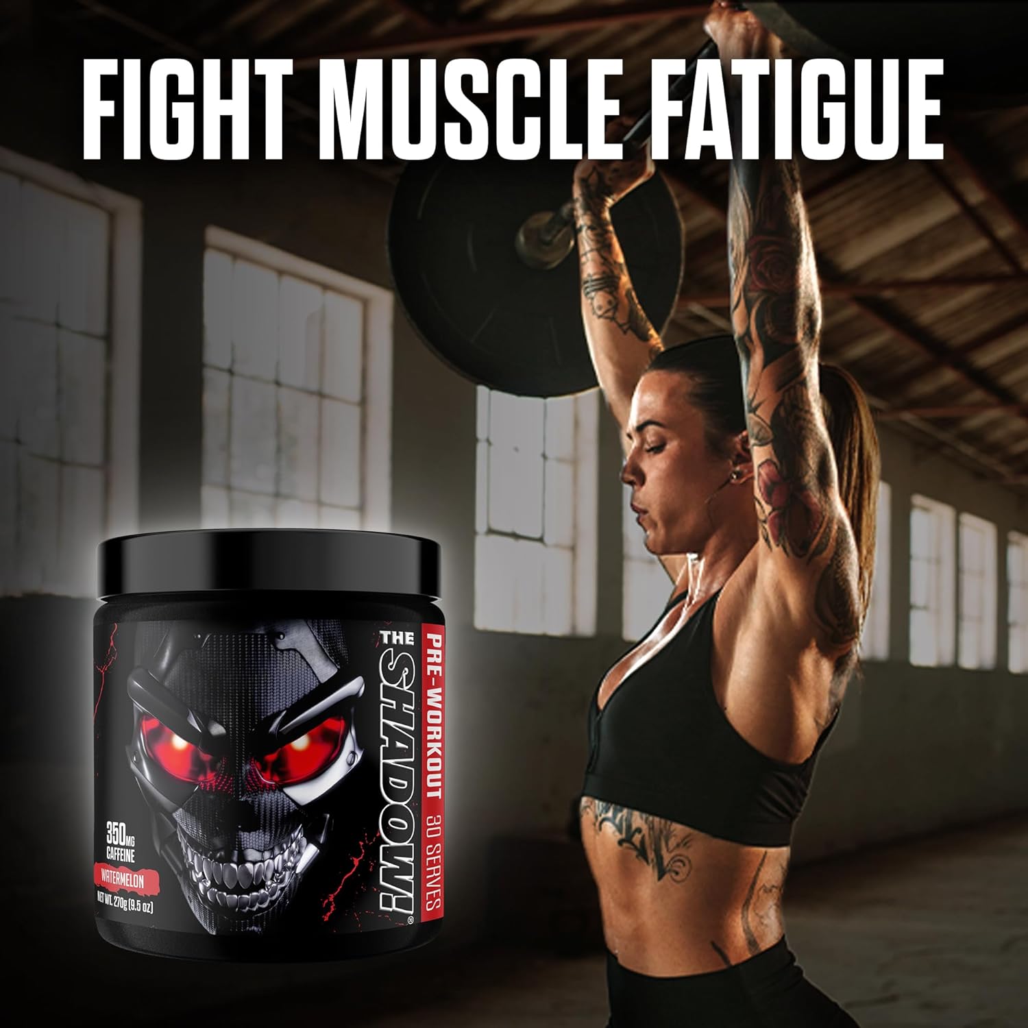 JNX SPORTS The Shadow! 350mg of Caffeine Hard Core Preworkout - Watermelon 30 Servings | Electric Energy, Mental Focus & Superhuman Strength for Men & Women