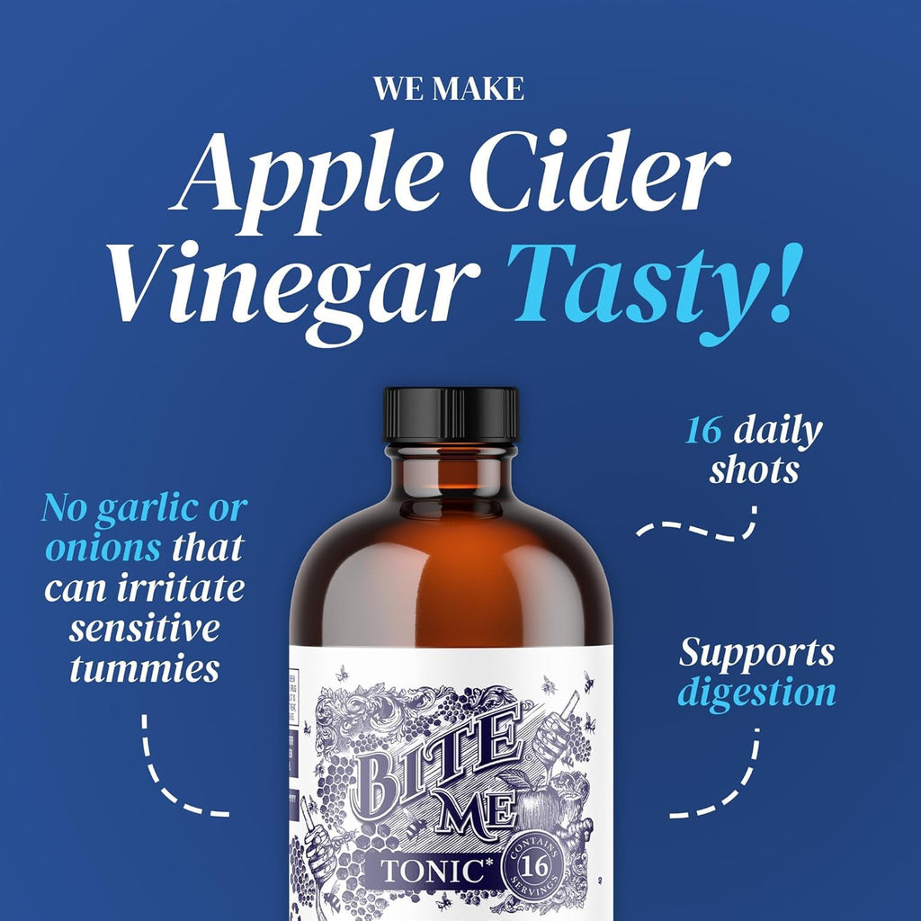Bite Me Apple Cider Vinegar Tonic with Manuka Honey, Hydromeric, Ginger, Lime, Lemon Juice, Cayenne Pepper & Bioperine for Gut Health & Digestion