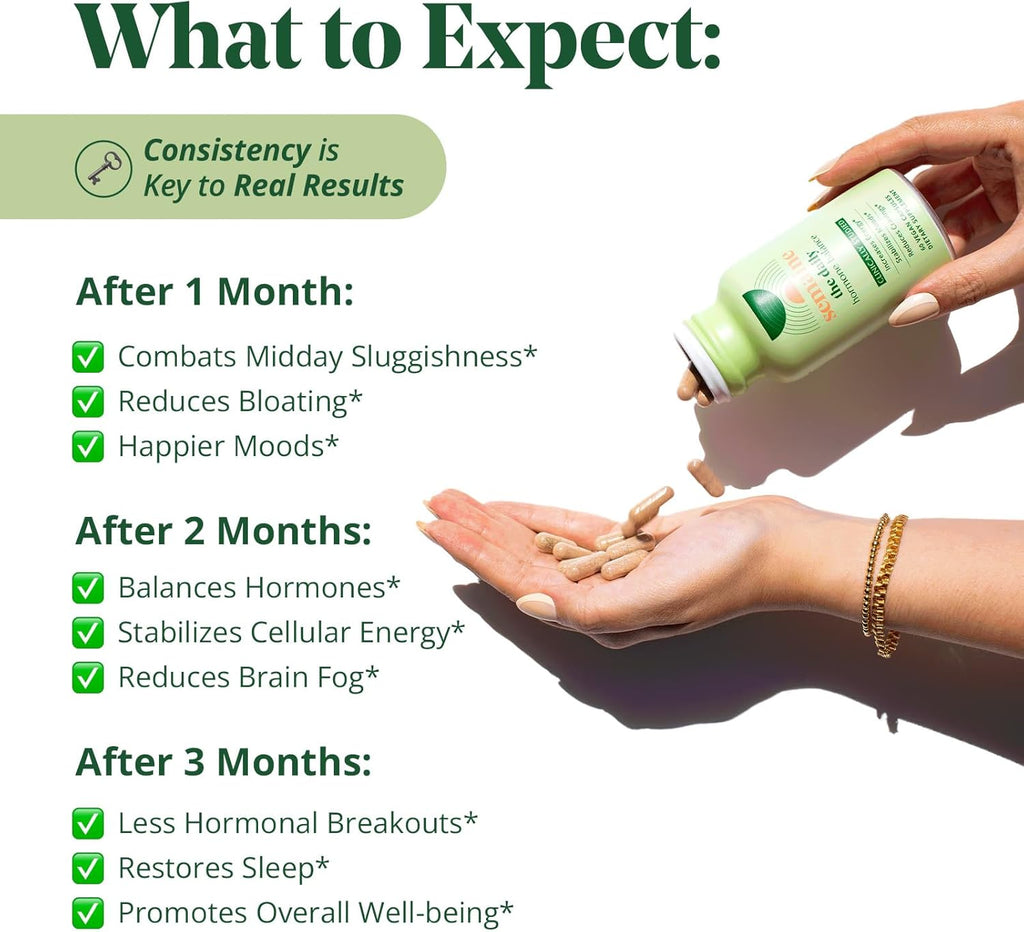 Semaine Daily Hormone Balance – Clearer Skin, Enhanced Moods, Deeper Sleep & Happier Hormones. Hormone-Free, Vegan Capsule, Multi-Symptom Support (60 ct)