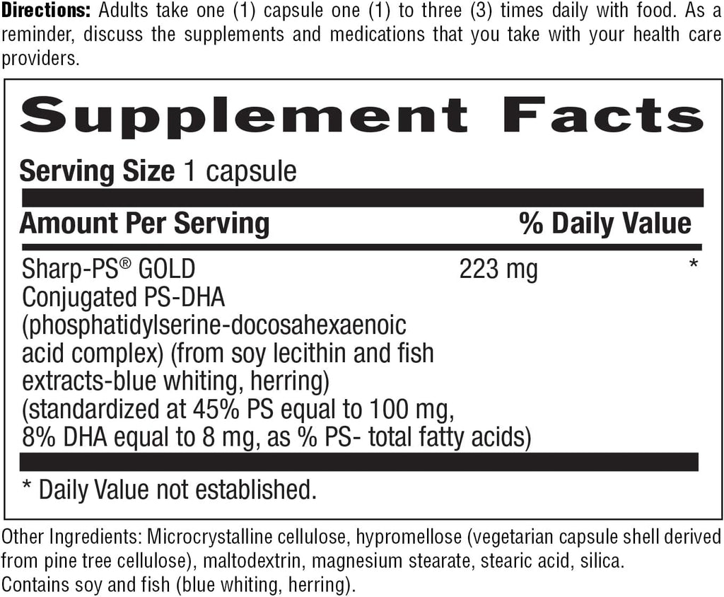 Country Life Sharp Thought - Memory & Cognitive Support Supplement – Sharp-PS Gold Phosphatidylserine + DHA – Promotes Mental Clarity & Faster Recall – Gluten-Free, 30 Capsules