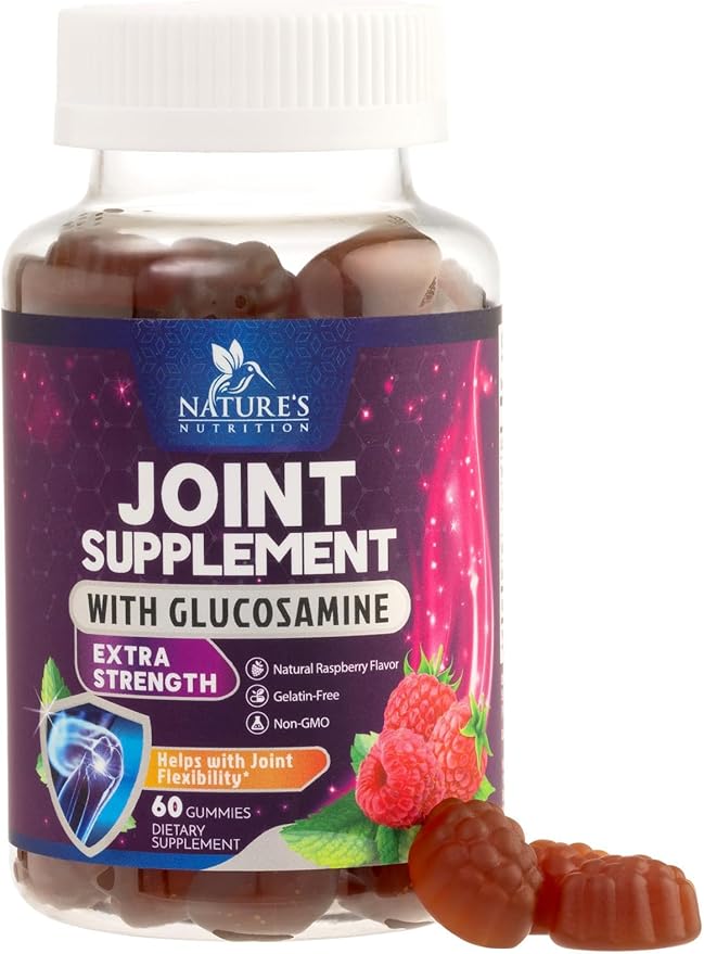 Joint Support Gummies - Glucosamine Plus Vitamin E Nature's Joint Support Supplement for Occasional Discomfort for Back, Knees & Hands - Cartilage & Joint Health & Flexibility Support - 60 Gummies